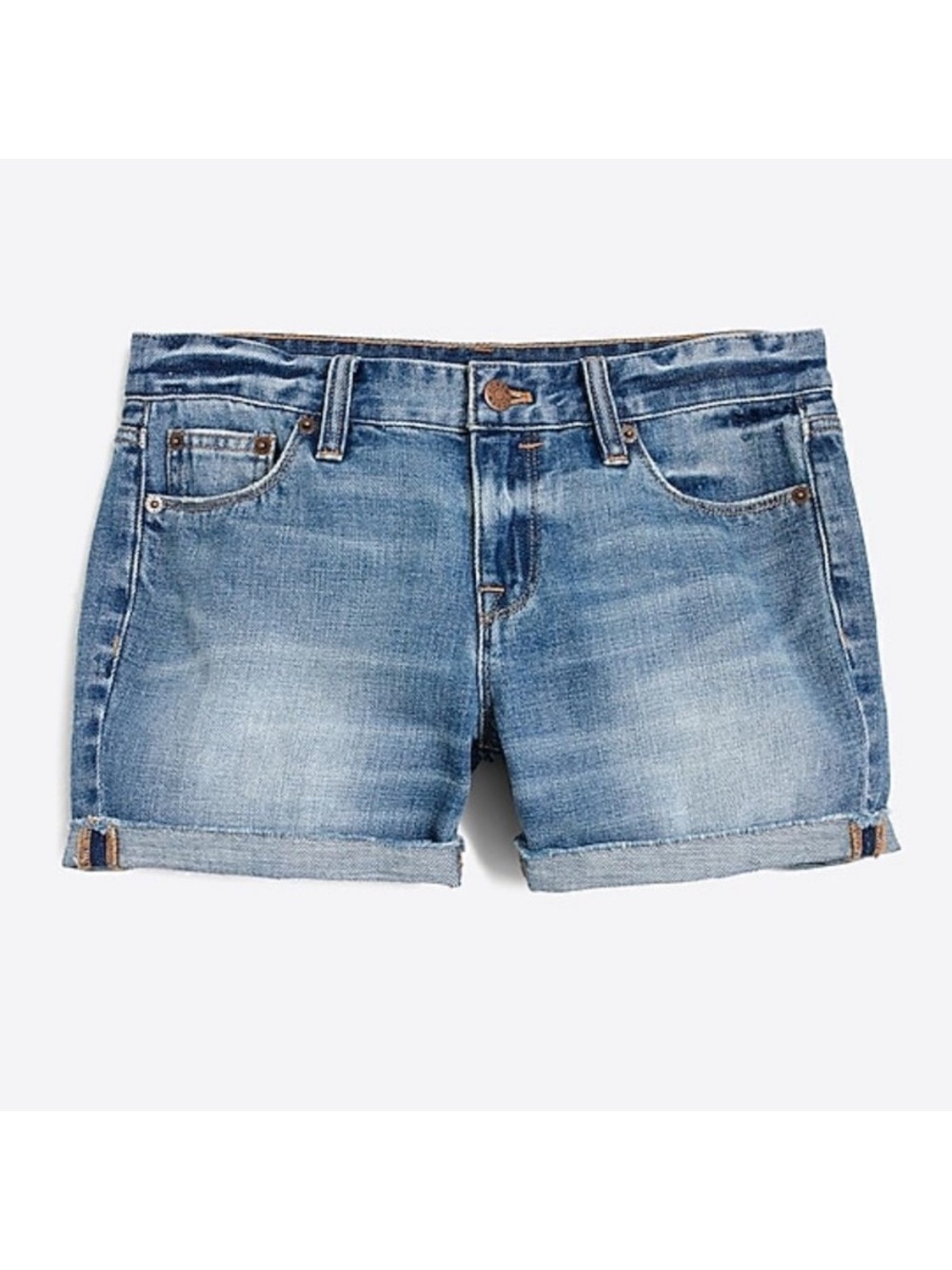 J.CREW SHORTIE BLUE JEAN SHORTS WOMENS SIZE 27 ROLL CUFF DENIM SHORTS 3.5”